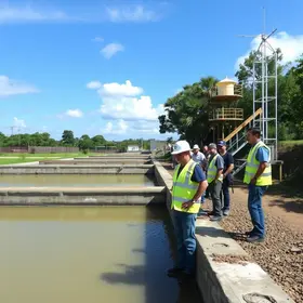 Tarcísio visita córrego e estação de tratamento